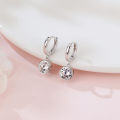 wholesale 925 Sterling Silver Elegant Silver Hoop Earrings With Dangling Round Moissanite Accents-0-4
