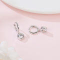 wholesale 925 Sterling Silver Elegant Silver Hoop Earrings With Dangling Round Moissanite Accents-0-3