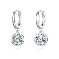 wholesale 925 Sterling Silver Elegant Silver Hoop Earrings With Dangling Round Moissanite Accents-0-0
