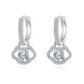 wholesale 925 Sterling Silver Elegant Moissanite Cloverleaf Hoop Earrings In Sterling Silver-0-0