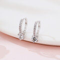 wholesale 925 Sterling Silver Elegant Moissanite Hoop Earrings With Pavé Accents In Plated with White Gold-0-4