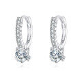 wholesale 925 Sterling Silver Elegant Moissanite Hoop Earrings With Pavé Accents In Plated with White Gold-0-0