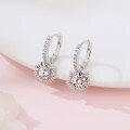 wholesale 925 Sterling Silver Elegant Moissanite Hoop Earrings With Silver Bow Accents And Sparkling Cz Stones-0-4