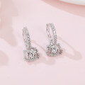 wholesale 925 Sterling Silver Elegant Moissanite Hoop Earrings With Silver Bow Accents And Sparkling Cz Stones-0-3