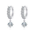 wholesale 925 Sterling Silver Elegant Moissanite Hoop Earrings With Leaf Vine Design And Dangling Solitaire-0-0