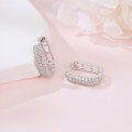 wholesale 925 Sterling Silver Elegant Moissanite-paved Silver Hoop Earrings-0-3