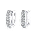wholesale 925 Sterling Silver Elegant Moissanite-paved Silver Hoop Earrings-0-0