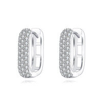 wholesale 925 Sterling Silver Elegant Moissanite-paved Silver Hoop Earrings-