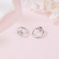 wholesale 925 Sterling Silver Elegant Silver Knot Earrings With Sparkling Central Moissanite-0-3