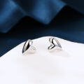 wholesale 925 Sterling Silver Silver Heart-shaped Earrings With Modern Design-0-4