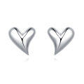 wholesale 925 Sterling Silver Silver Heart-shaped Earrings With Modern Design-0-0