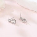 wholesale 925 Sterling Silver Elegant Double Moissanite Silver Stud Drop Earrings-0-1