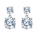wholesale 925 Sterling Silver Elegant Double Moissanite Silver Stud Drop Earrings-0-5