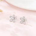 wholesale 925 Sterling Silver Elegant Moissanite Flower Stud Earrings | Sparkling Silver Jewelry-0-1