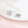 wholesale 925 Sterling Silver Elegant Moissanite Flower Stud Earrings | Sparkling Silver Jewelry-0-2