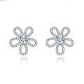 wholesale 925 Sterling Silver Elegant Moissanite Flower Stud Earrings | Sparkling Silver Jewelry-0-5