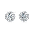 wholesale 925 Sterling Silver Elegant Floral Moissanite Stud Earrings: Luxury Jewelry Gift-0-0
