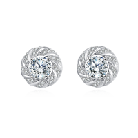 wholesale 925 Sterling Silver Elegant Floral Moissanite Stud Earrings: Luxury Jewelry Gift-undefined