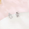 wholesale 925 Sterling Silver Elegant Floral Moissanite Stud Earrings In Silver-0-1