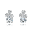wholesale 925 Sterling Silver Elegant Floral Moissanite Stud Earrings In Silver-0-0
