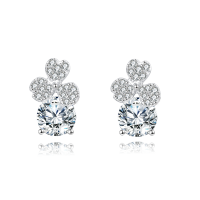 wholesale 925 Sterling Silver Elegant Floral Moissanite Stud Earrings In Silver-undefined