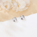wholesale 925 Sterling Silver Elegant Silver Stud Earrings With Sparkling Gemstone Accents – Timeless Jewelry Piece-0-1