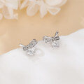 wholesale 925 Sterling Silver Elegant Silver Moissanite Bow Earrings-0-1
