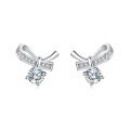 wholesale 925 Sterling Silver Elegant Silver Moissanite Bow Earrings-0-4