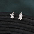 wholesale 925 Sterling Silver Elegant Moissanite Stud Earrings With Silver Butterfly Design And Sparkling Accents-0-4