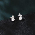 wholesale 925 Sterling Silver Elegant Moissanite Stud Earrings With Silver Butterfly Design And Sparkling Accents-0-1