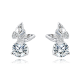 wholesale 925 Sterling Silver Elegant Moissanite Stud Earrings With Silver Butterfly Design And Sparkling Accents-0-5