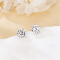 wholesale 925 Sterling Silver Elegant Silver Stud Earrings With Sparkling Round Moissanite-cut Design-0-4