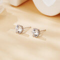 wholesale 925 Sterling Silver Elegant Silver Stud Earrings With Sparkling Round Moissanite-cut Design-0-1