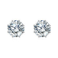 wholesale 925 Sterling Silver Elegant Silver Stud Earrings With Sparkling Round Moissanite-cut Design-undefined