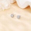 wholesale 925 Sterling Silver Elegant Square Moissanite Stud Earrings With Halo Setting In Plated with White Gold-0-2