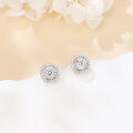 wholesale 925 Sterling Silver Elegant Moissanite Halo Stud Earrings In Sterling Silver-0-1
