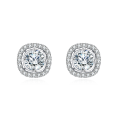 wholesale 925 Sterling Silver Elegant Moissanite Halo Stud Earrings In Sterling Silver-0-5