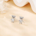 wholesale 925 Sterling Silver Cute Silver Bear Stud Earrings With Moissanite Accents-0-1