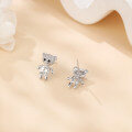 wholesale 925 Sterling Silver Cute Silver Bear Stud Earrings With Moissanite Accents-0-1