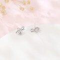 wholesale 925 Sterling Silver Elegant Silver Bow Earrings With Sparkling Central Stones-0-1