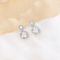 wholesale 925 Sterling Silver Elegant Moissanite Drop Earrings In Silver Halo Setting – Timeless Luxury Jewelry-0-4
