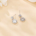 wholesale 925 Sterling Silver Elegant Moissanite Drop Earrings In Silver Halo Setting – Timeless Luxury Jewelry-0-1