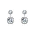 wholesale 925 Sterling Silver Elegant Moissanite Drop Earrings In Silver Halo Setting – Timeless Luxury Jewelry-0-5