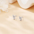 wholesale 925 Sterling Silver Elegant Moissanite-studded Butterfly Stud Earrings-0-1