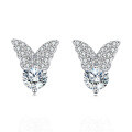 wholesale 925 Sterling Silver Elegant Moissanite-studded Butterfly Stud Earrings-0-4