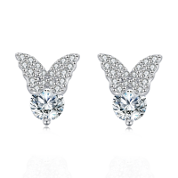 wholesale 925 Sterling Silver Elegant Moissanite-studded Butterfly Stud Earrings-undefined