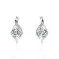 wholesale 925 Sterling Silver Elegant Silver Moissanite Earrings With Swirling Design-0-0