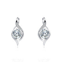 wholesale 925 Sterling Silver Elegant Silver Moissanite Earrings With Swirling Design-undefined