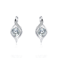 wholesale 925 Sterling Silver Elegant Silver Moissanite Earrings With Swirling Design-0-5