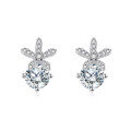 wholesale 925 Sterling Silver Elegant Moissanite-studded Floral Stud Earrings In Silver Setting-0-4